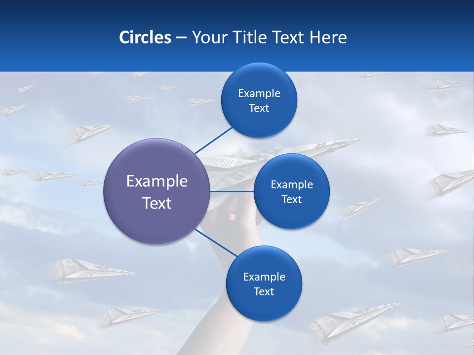 A Hand Holding A Paper Airplane In Front Of A Group Of Planes PowerPoint Template