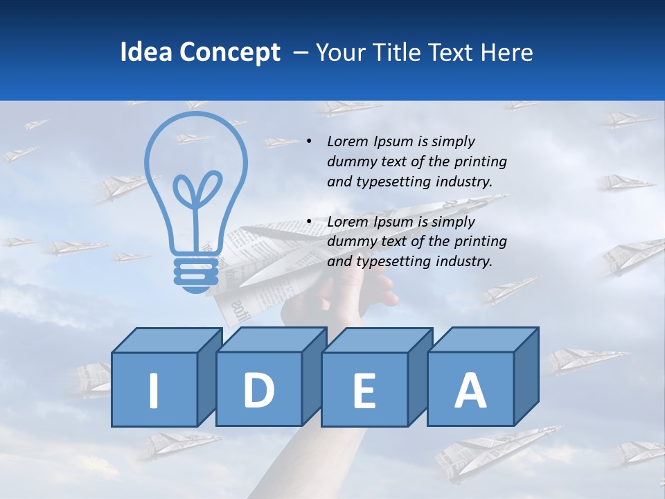 A Hand Holding A Paper Airplane In Front Of A Group Of Planes PowerPoint Template