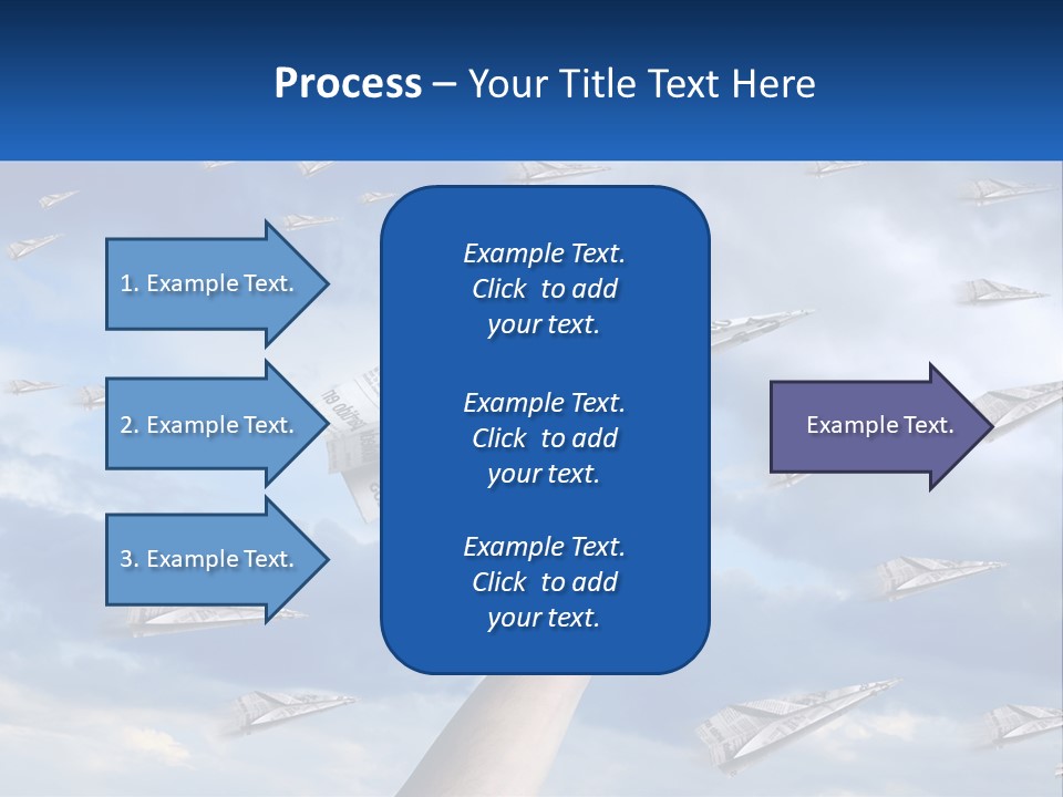A Hand Holding A Paper Airplane In Front Of A Group Of Planes PowerPoint Template