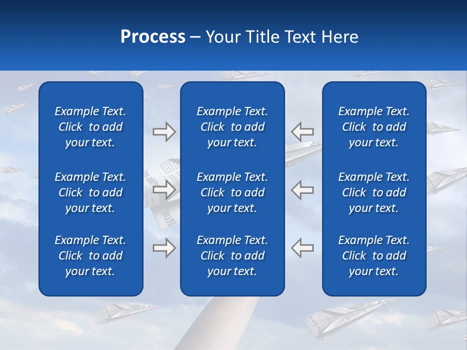 A Hand Holding A Paper Airplane In Front Of A Group Of Planes PowerPoint Template
