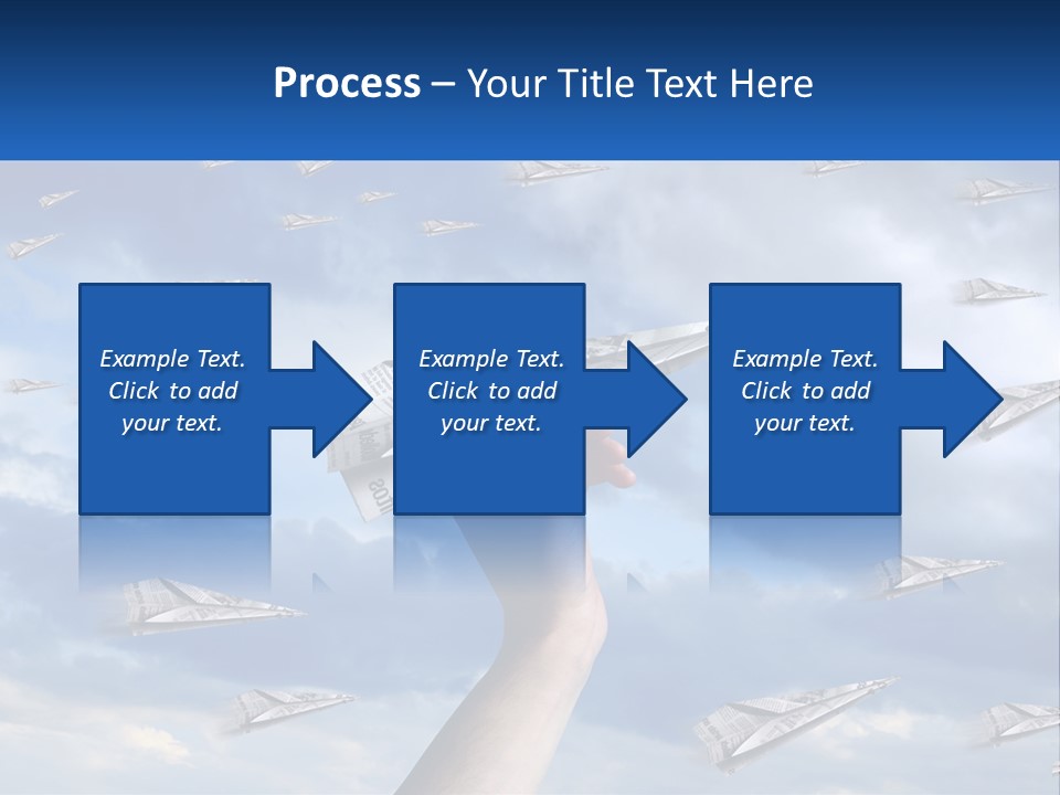 A Hand Holding A Paper Airplane In Front Of A Group Of Planes PowerPoint Template
