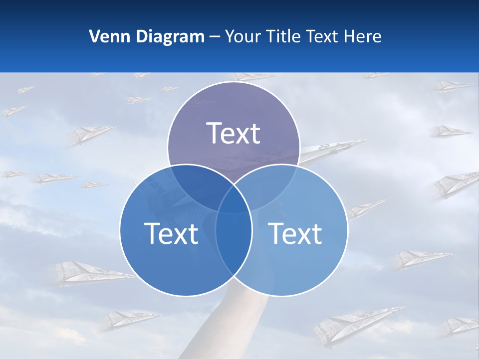 A Hand Holding A Paper Airplane In Front Of A Group Of Planes PowerPoint Template