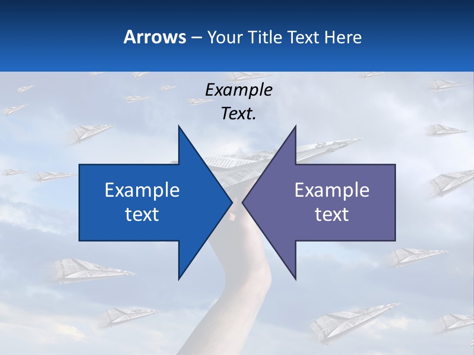 A Hand Holding A Paper Airplane In Front Of A Group Of Planes PowerPoint Template