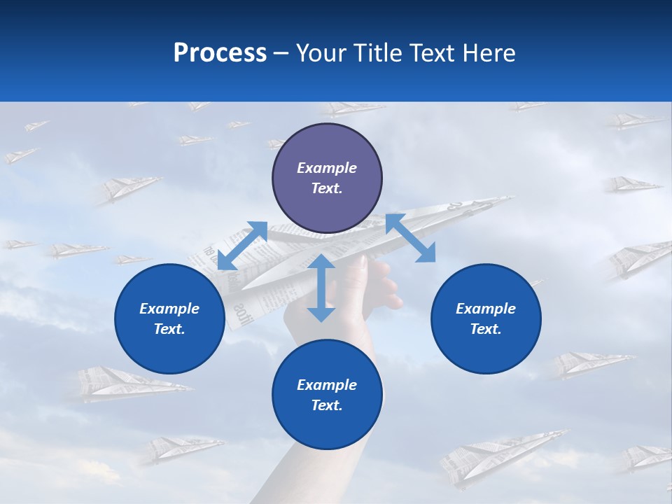 A Hand Holding A Paper Airplane In Front Of A Group Of Planes PowerPoint Template