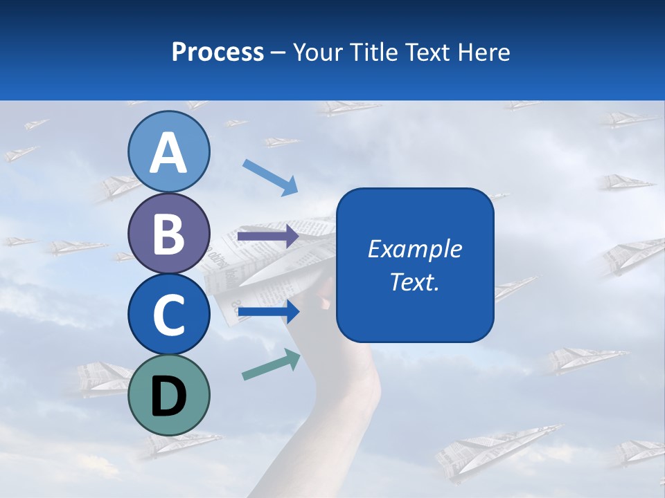 A Hand Holding A Paper Airplane In Front Of A Group Of Planes PowerPoint Template