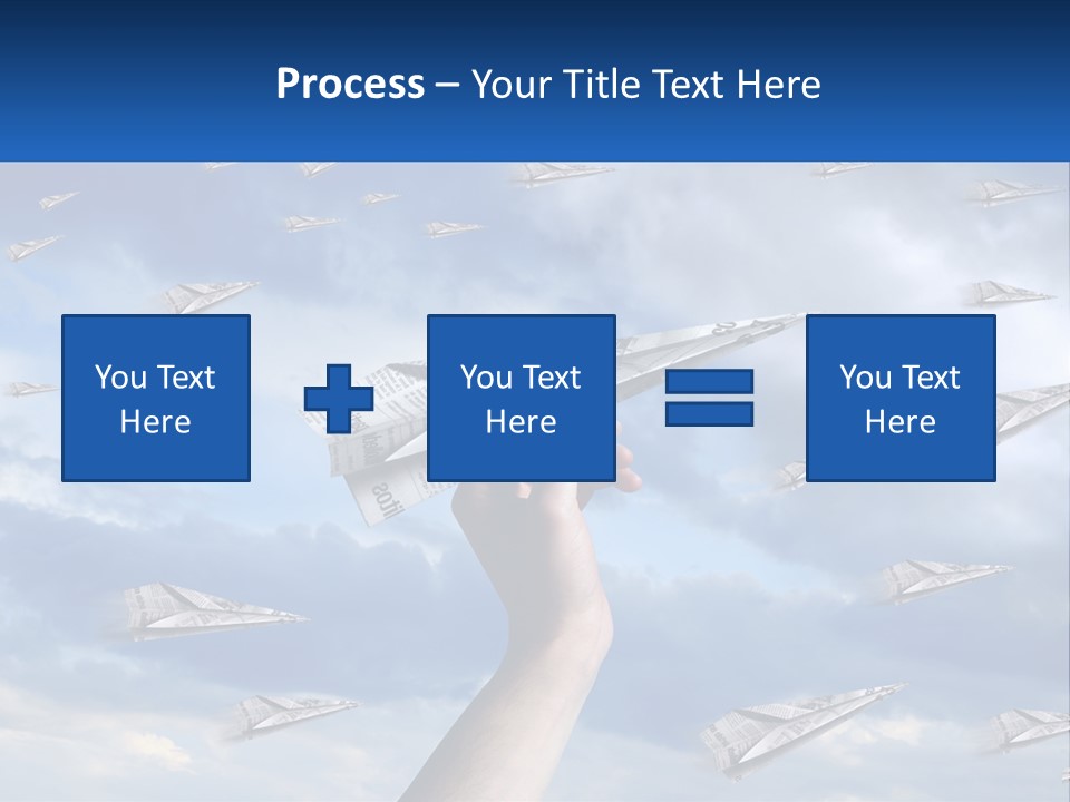 A Hand Holding A Paper Airplane In Front Of A Group Of Planes PowerPoint Template