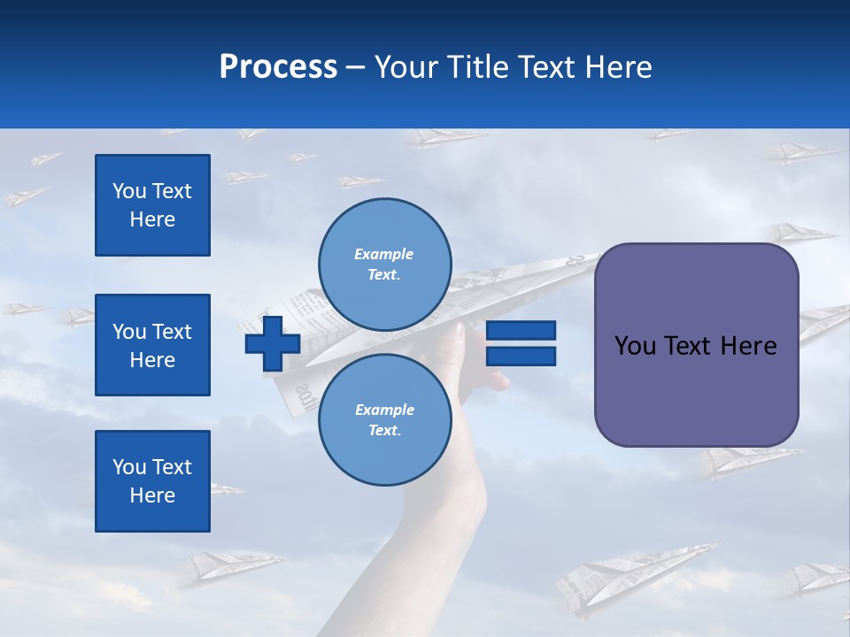 A Hand Holding A Paper Airplane In Front Of A Group Of Planes PowerPoint Template