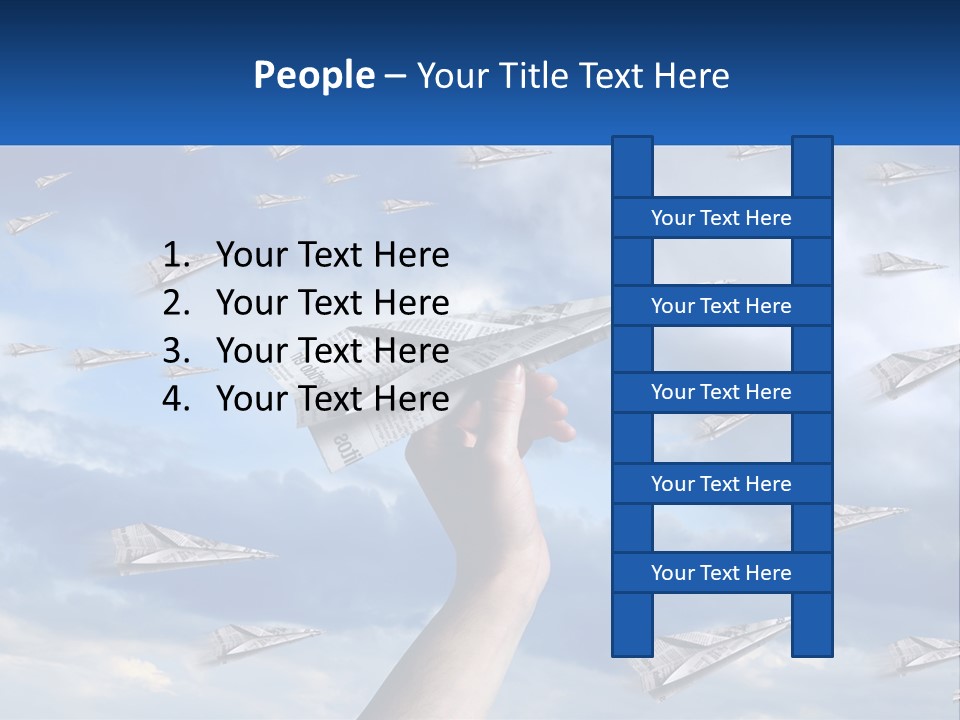 A Hand Holding A Paper Airplane In Front Of A Group Of Planes PowerPoint Template