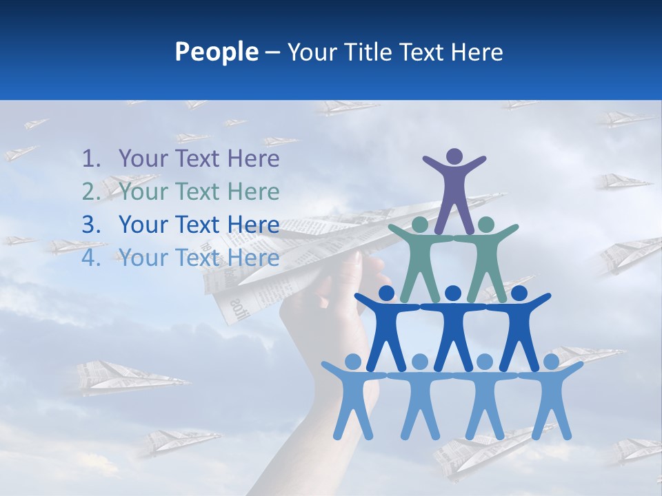 A Hand Holding A Paper Airplane In Front Of A Group Of Planes PowerPoint Template