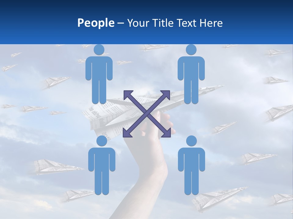 A Hand Holding A Paper Airplane In Front Of A Group Of Planes PowerPoint Template