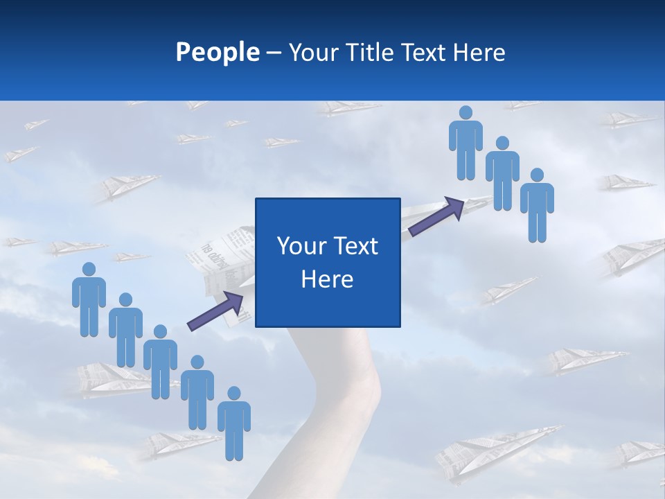 A Hand Holding A Paper Airplane In Front Of A Group Of Planes PowerPoint Template