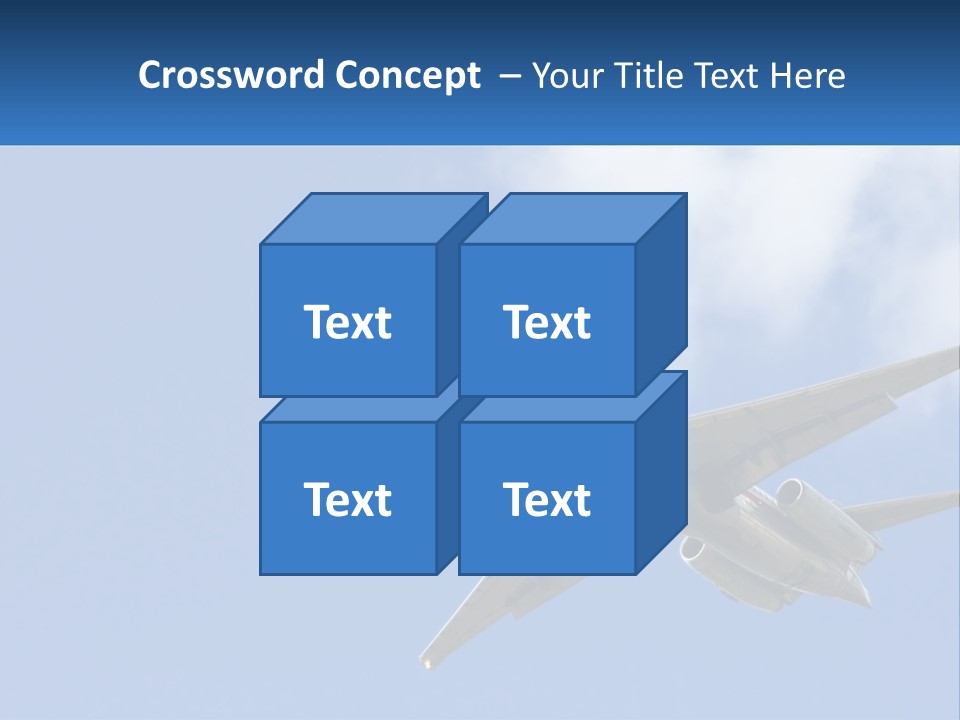 A Large Commercial Airplane Flying In The Sky PowerPoint Template