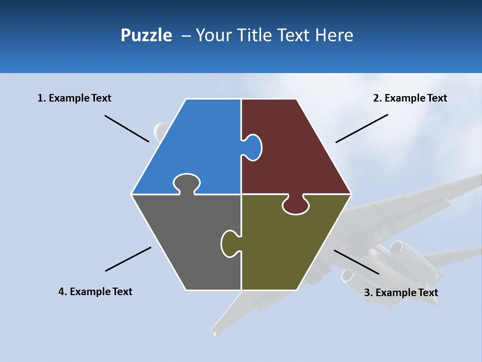 A Large Commercial Airplane Flying In The Sky PowerPoint Template