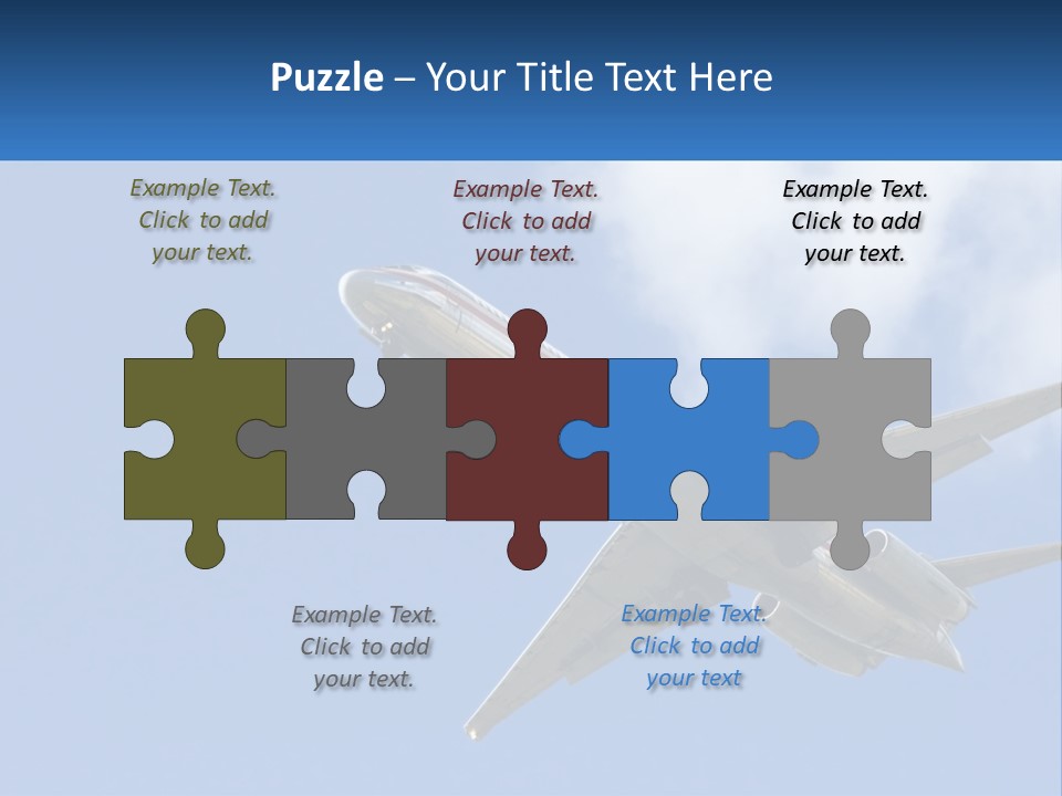 A Large Commercial Airplane Flying In The Sky PowerPoint Template