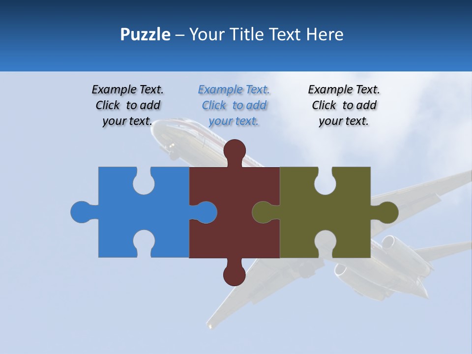 A Large Commercial Airplane Flying In The Sky PowerPoint Template