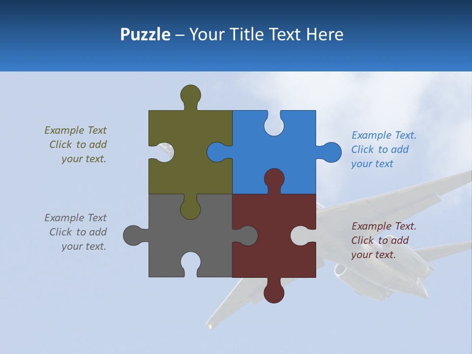 A Large Commercial Airplane Flying In The Sky PowerPoint Template