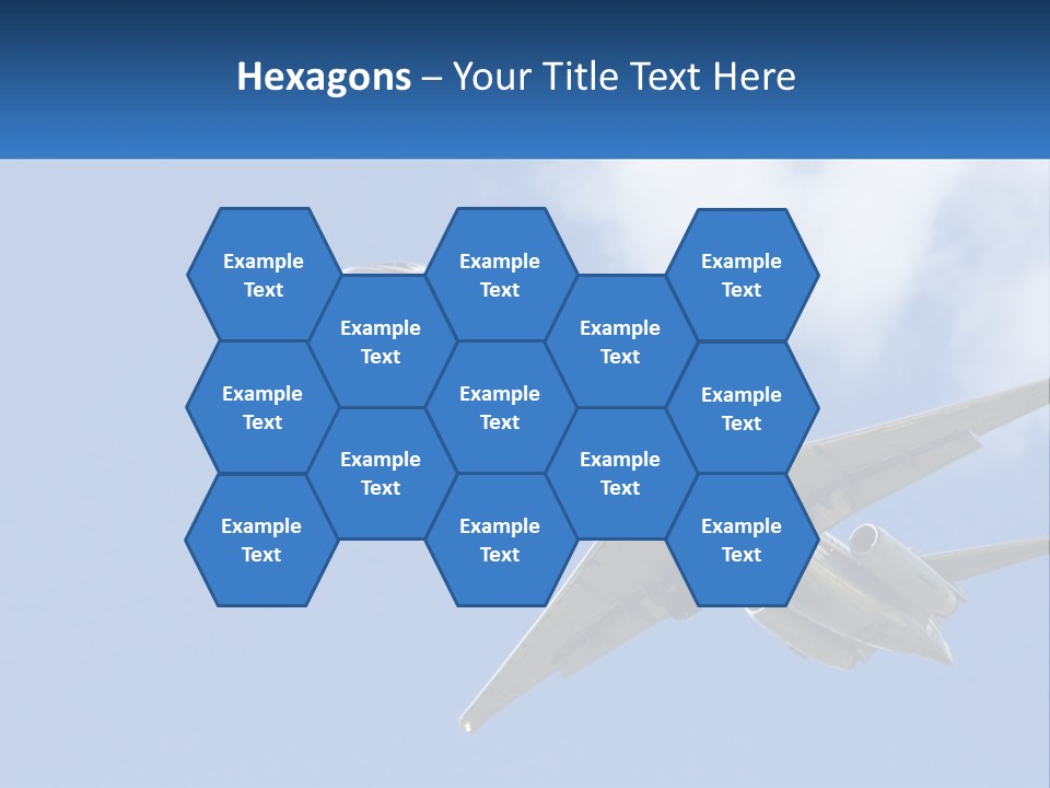 A Large Commercial Airplane Flying In The Sky PowerPoint Template