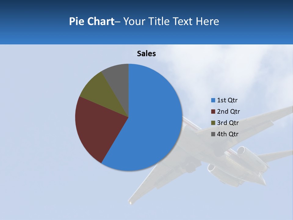 A Large Commercial Airplane Flying In The Sky PowerPoint Template