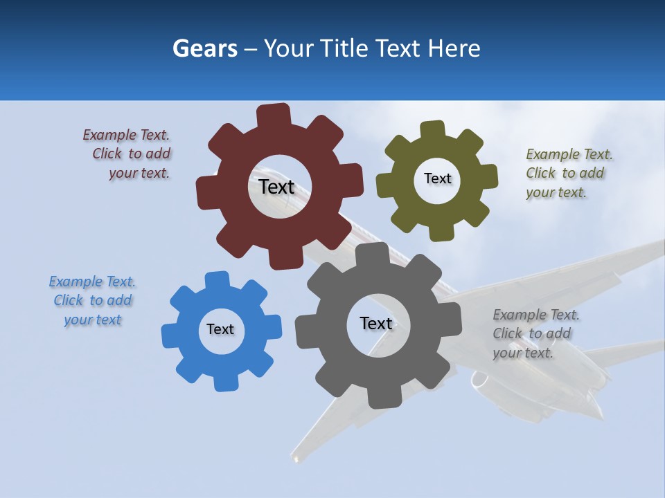 A Large Commercial Airplane Flying In The Sky PowerPoint Template