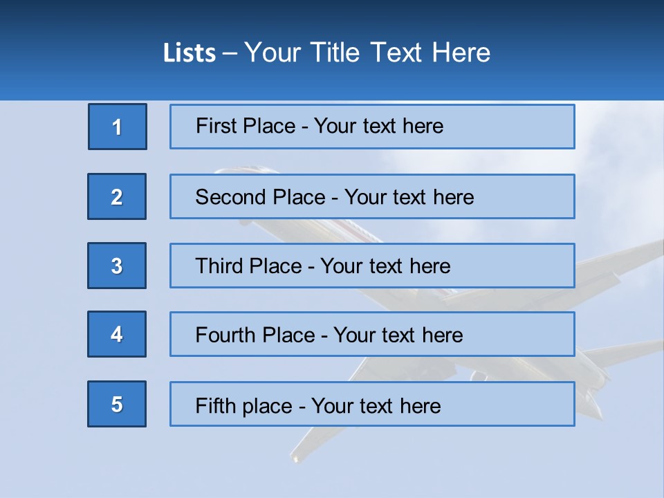 A Large Commercial Airplane Flying In The Sky PowerPoint Template