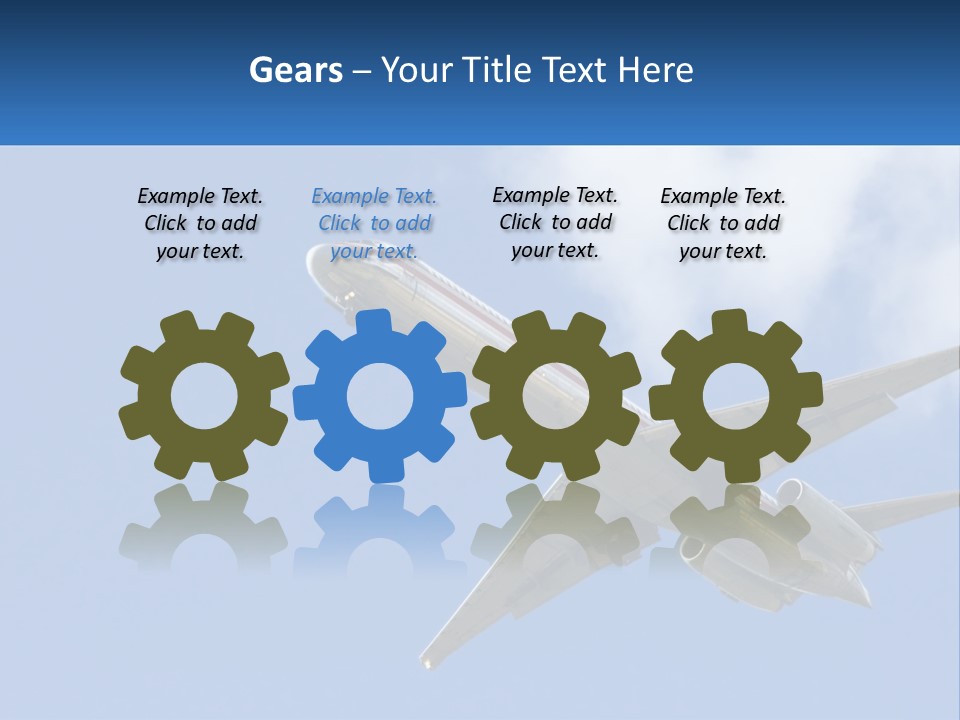 A Large Commercial Airplane Flying In The Sky PowerPoint Template