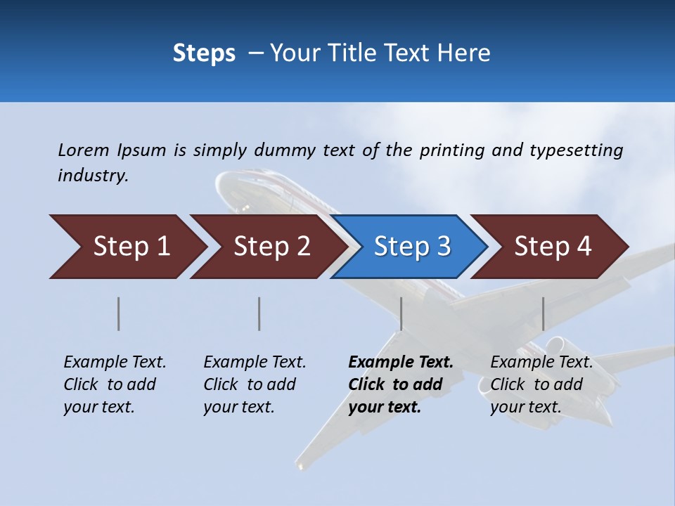 A Large Commercial Airplane Flying In The Sky PowerPoint Template