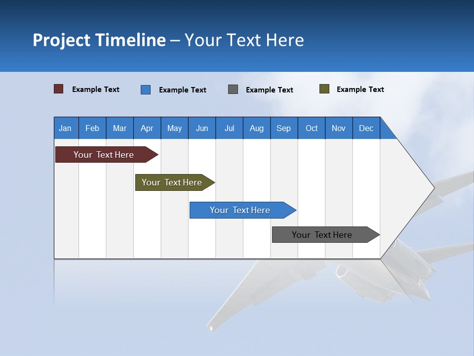 A Large Commercial Airplane Flying In The Sky PowerPoint Template