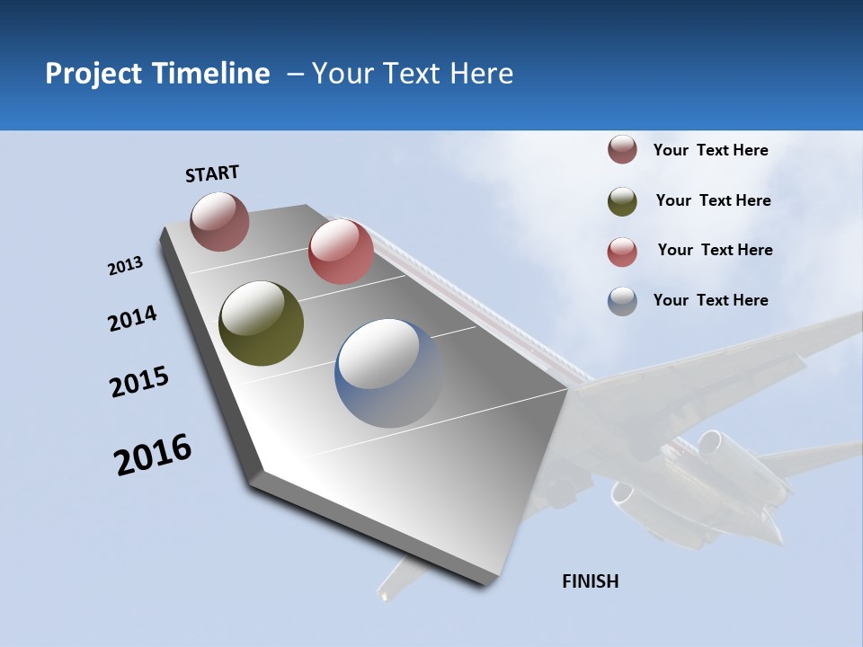 A Large Commercial Airplane Flying In The Sky PowerPoint Template