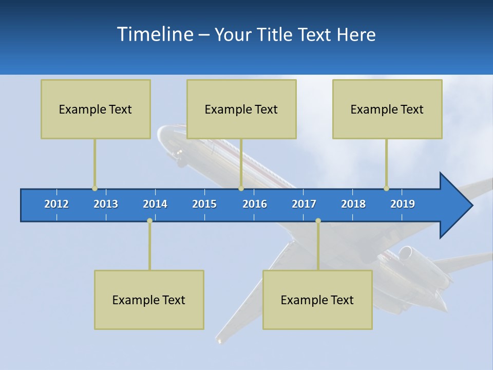 A Large Commercial Airplane Flying In The Sky PowerPoint Template