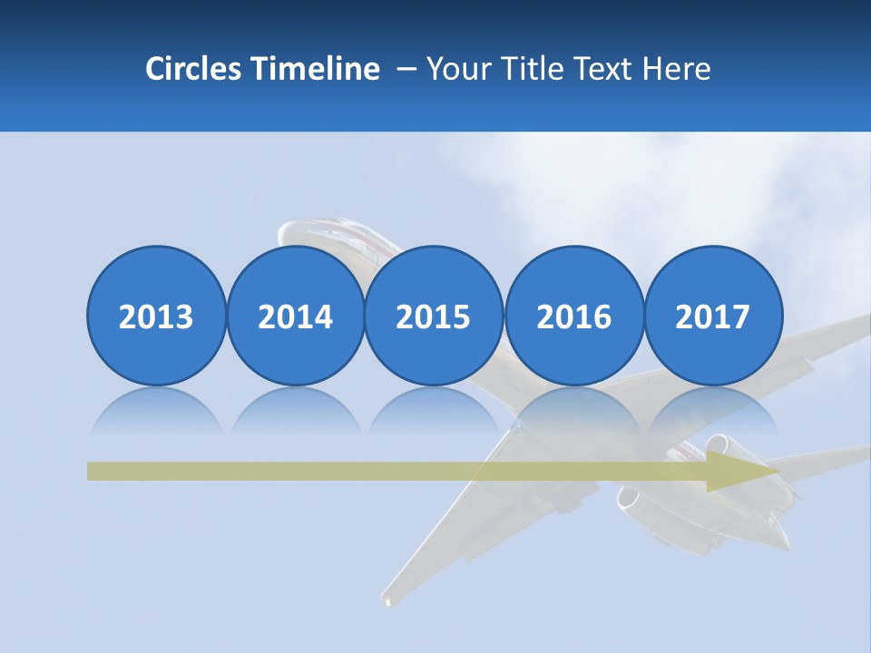 A Large Commercial Airplane Flying In The Sky PowerPoint Template