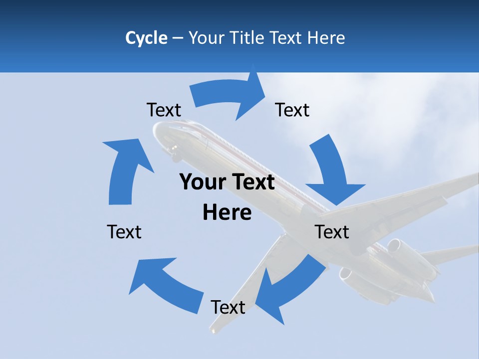 A Large Commercial Airplane Flying In The Sky PowerPoint Template