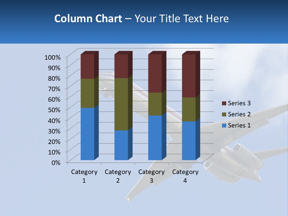 A Large Commercial Airplane Flying In The Sky PowerPoint Template