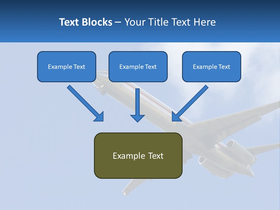 A Large Commercial Airplane Flying In The Sky PowerPoint Template