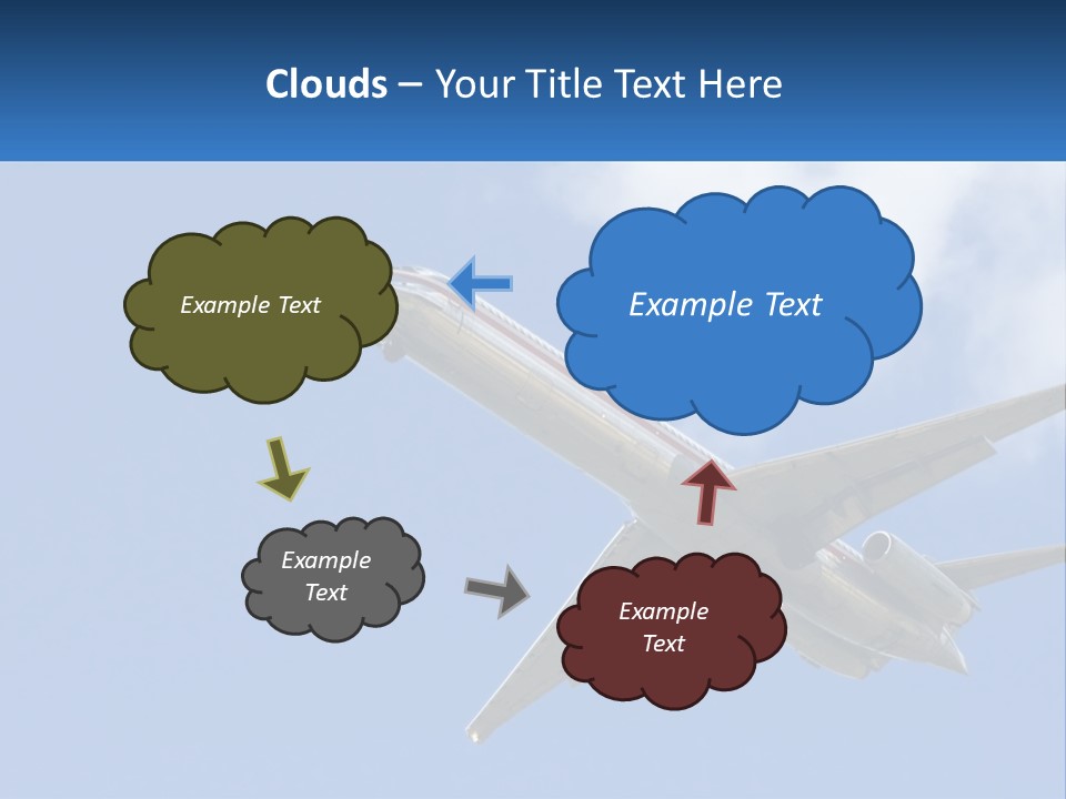 A Large Commercial Airplane Flying In The Sky PowerPoint Template