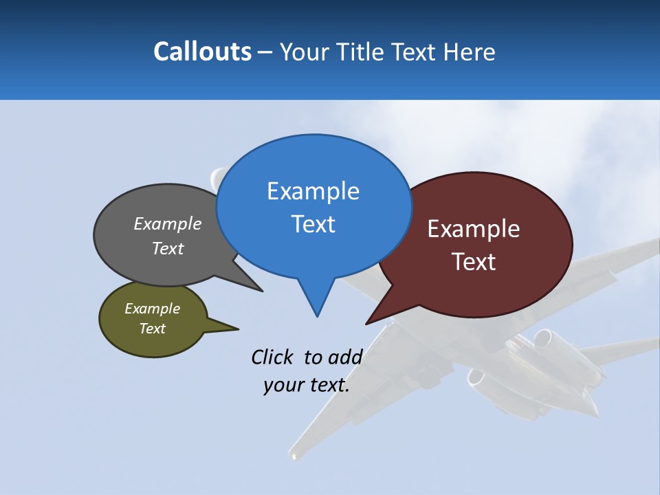 A Large Commercial Airplane Flying In The Sky PowerPoint Template