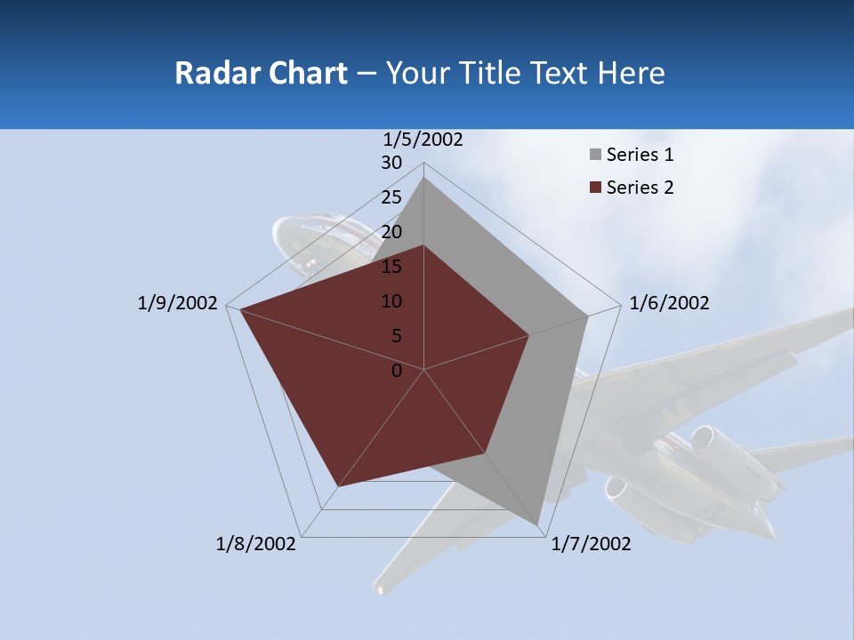 A Large Commercial Airplane Flying In The Sky PowerPoint Template