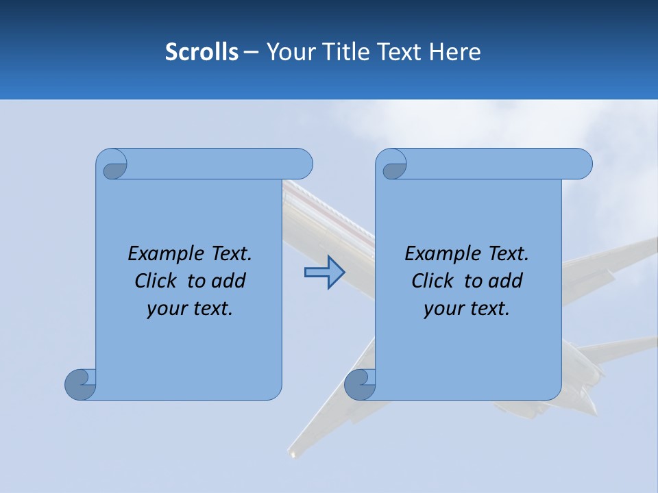 A Large Commercial Airplane Flying In The Sky PowerPoint Template