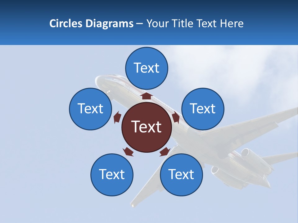 A Large Commercial Airplane Flying In The Sky PowerPoint Template