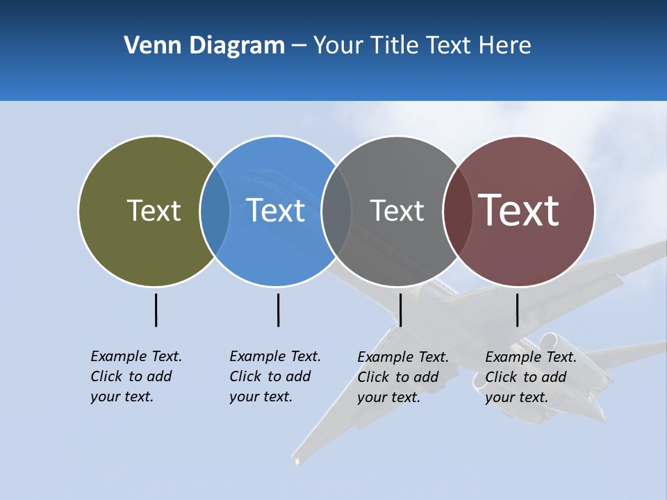A Large Commercial Airplane Flying In The Sky PowerPoint Template