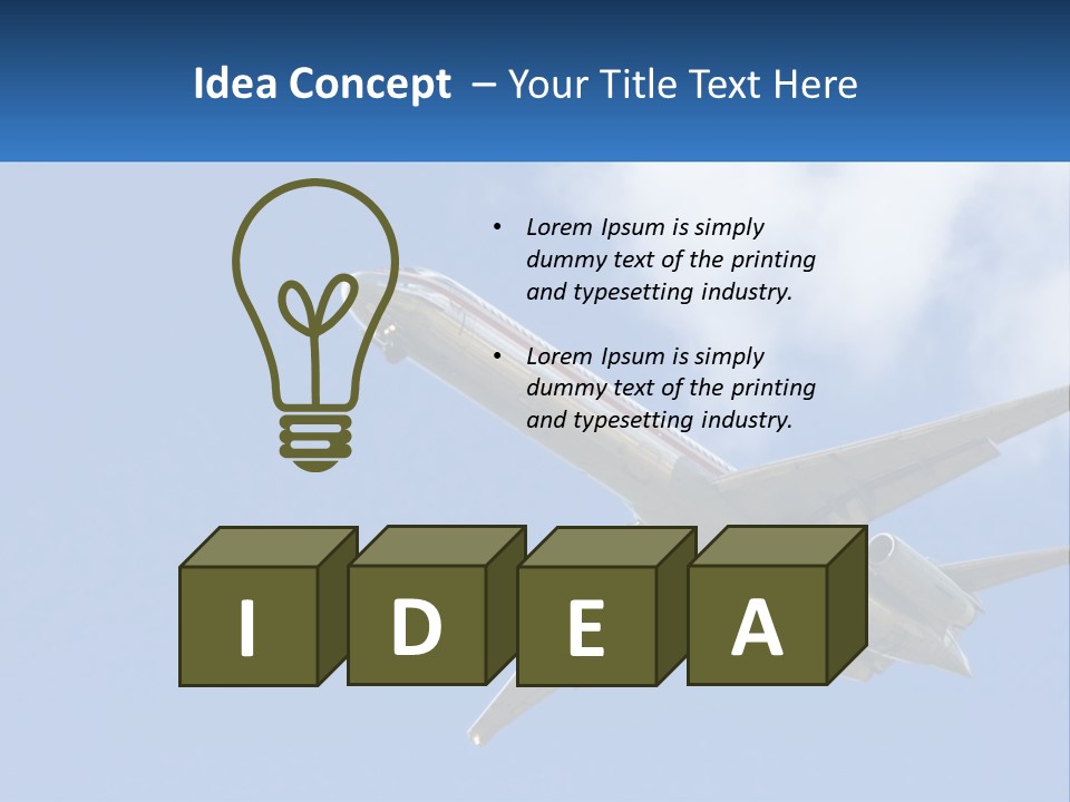 A Large Commercial Airplane Flying In The Sky PowerPoint Template