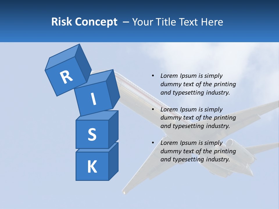 A Large Commercial Airplane Flying In The Sky PowerPoint Template