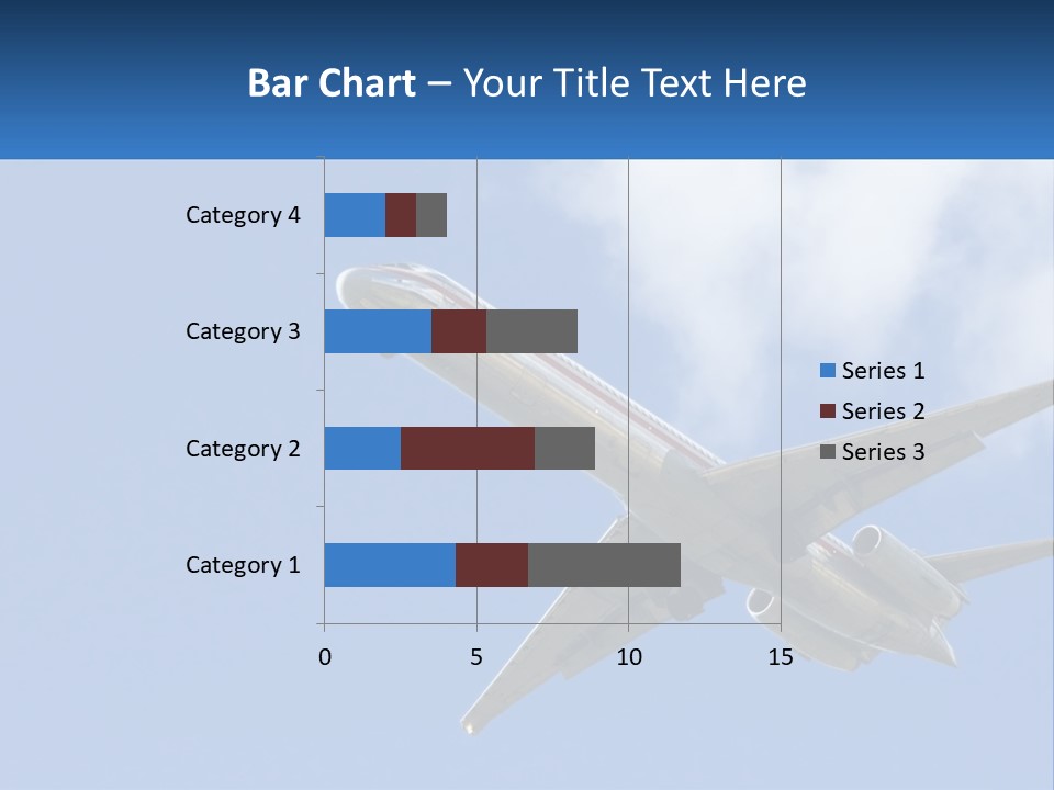 A Large Commercial Airplane Flying In The Sky PowerPoint Template