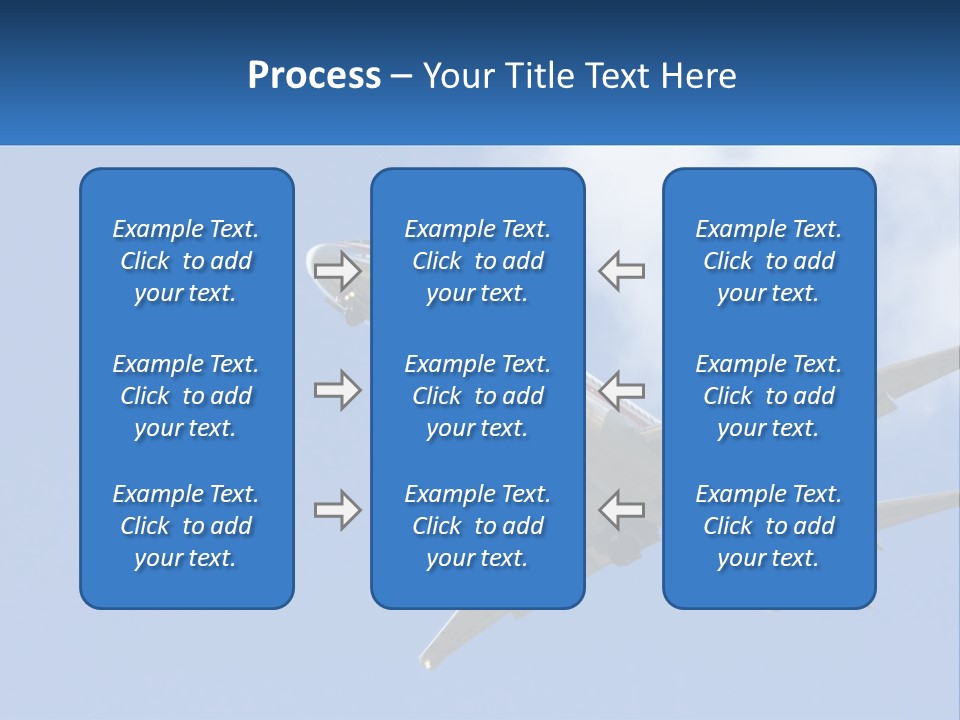 A Large Commercial Airplane Flying In The Sky PowerPoint Template