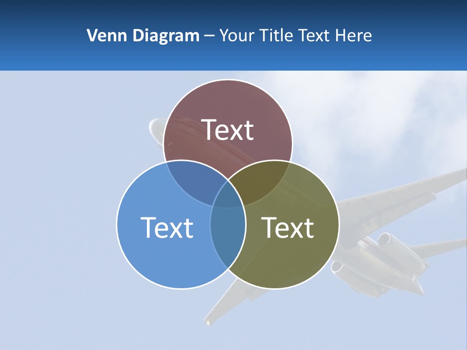 A Large Commercial Airplane Flying In The Sky PowerPoint Template