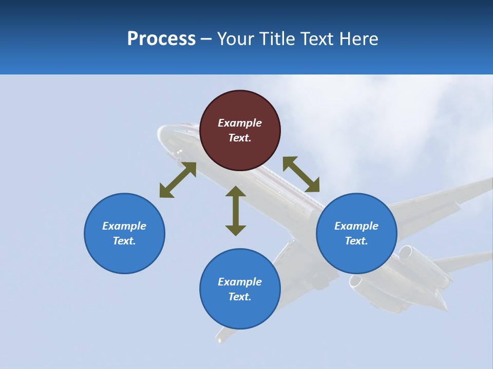 A Large Commercial Airplane Flying In The Sky PowerPoint Template