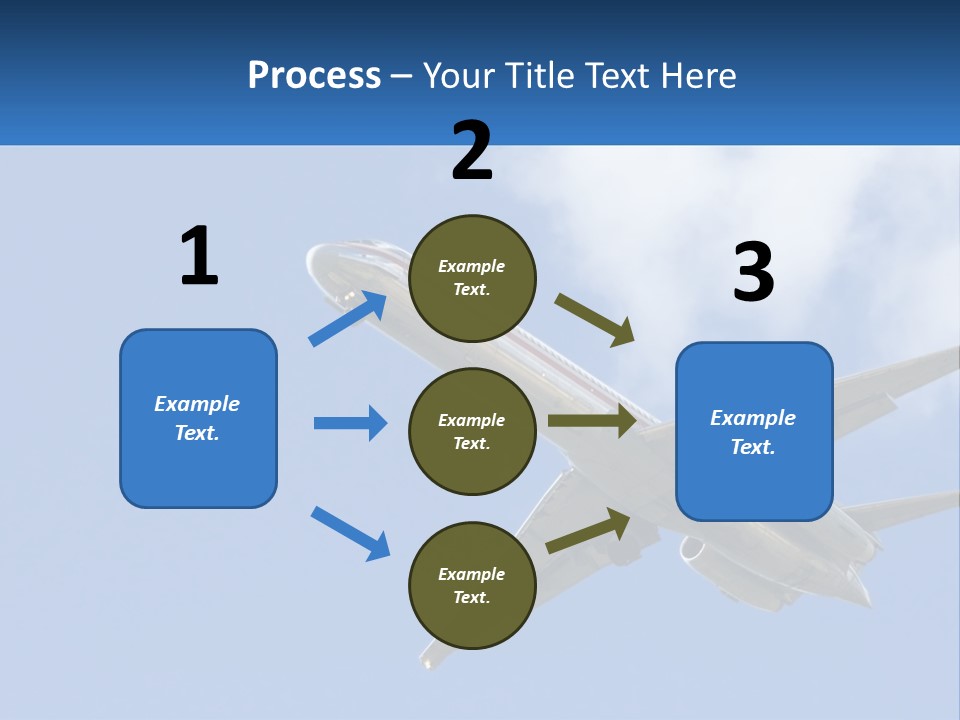 A Large Commercial Airplane Flying In The Sky PowerPoint Template