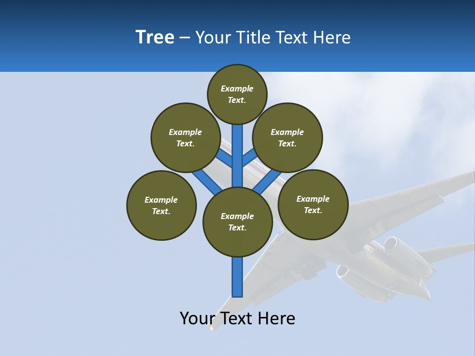 A Large Commercial Airplane Flying In The Sky PowerPoint Template