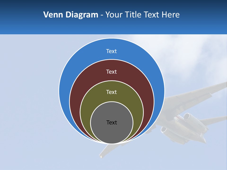 A Large Commercial Airplane Flying In The Sky PowerPoint Template