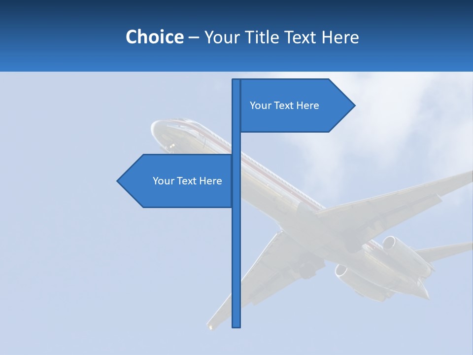 A Large Commercial Airplane Flying In The Sky PowerPoint Template