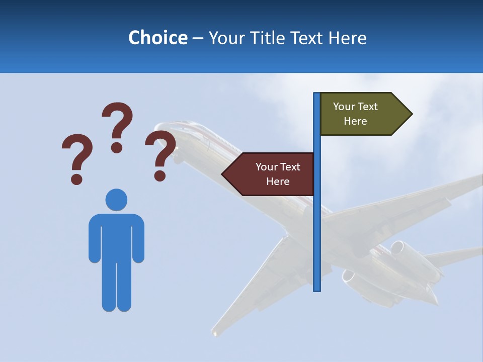 A Large Commercial Airplane Flying In The Sky PowerPoint Template